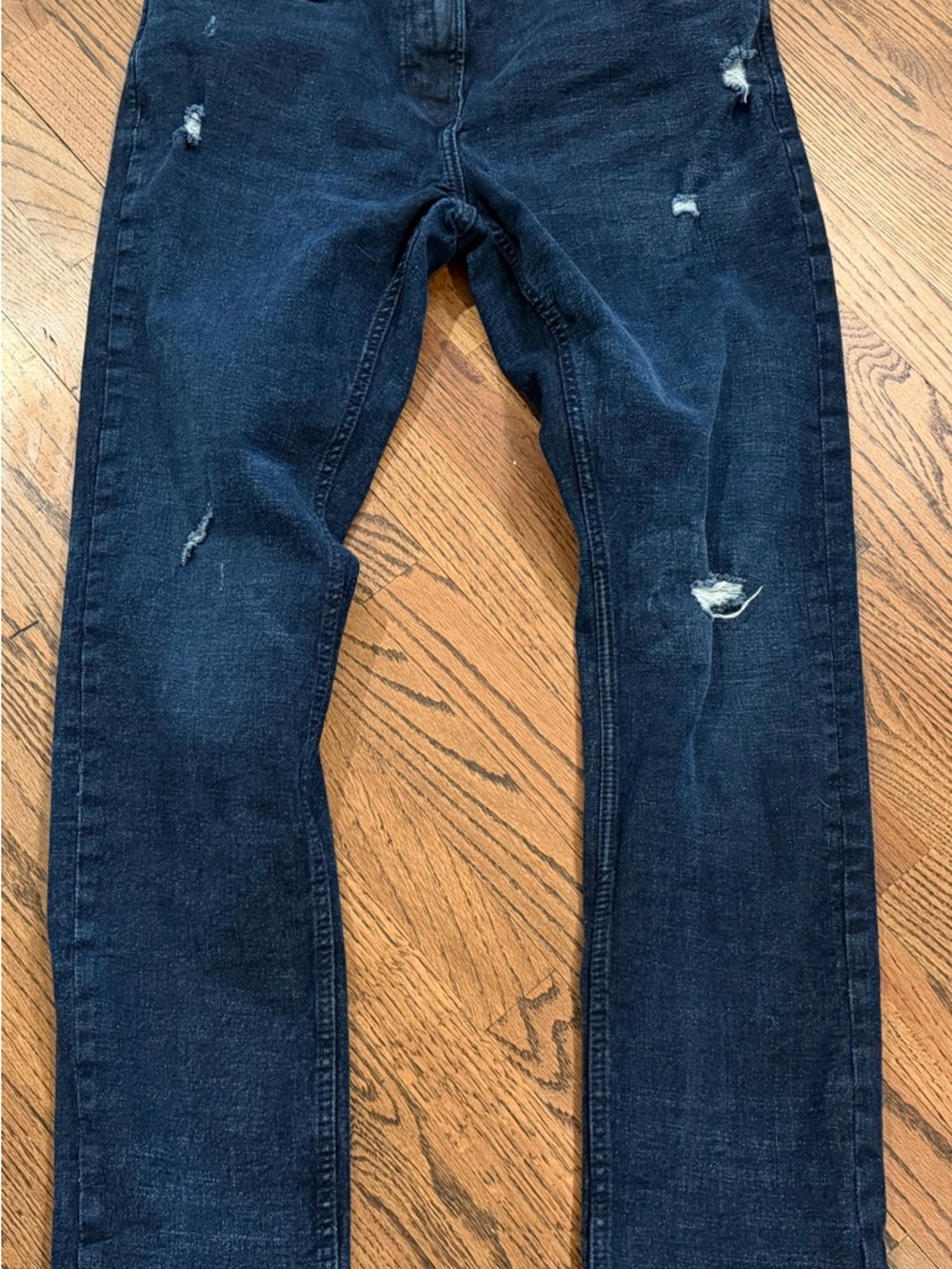 Old Navy Men's Slim Straight Dark Blue Distressed Jeans